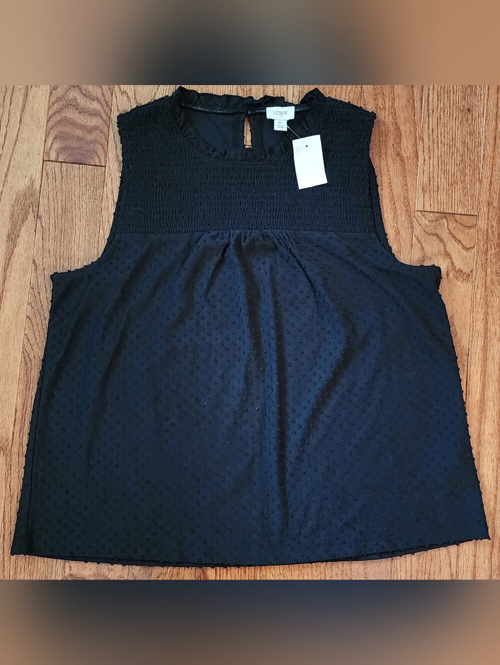 J.Crew Black Sleeveless Swiss Dot Knit Blouse, XL